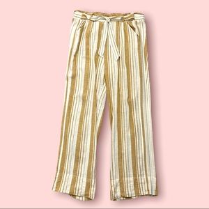 Rewind Yellow Striped Tie Waist Wide Leg Pants